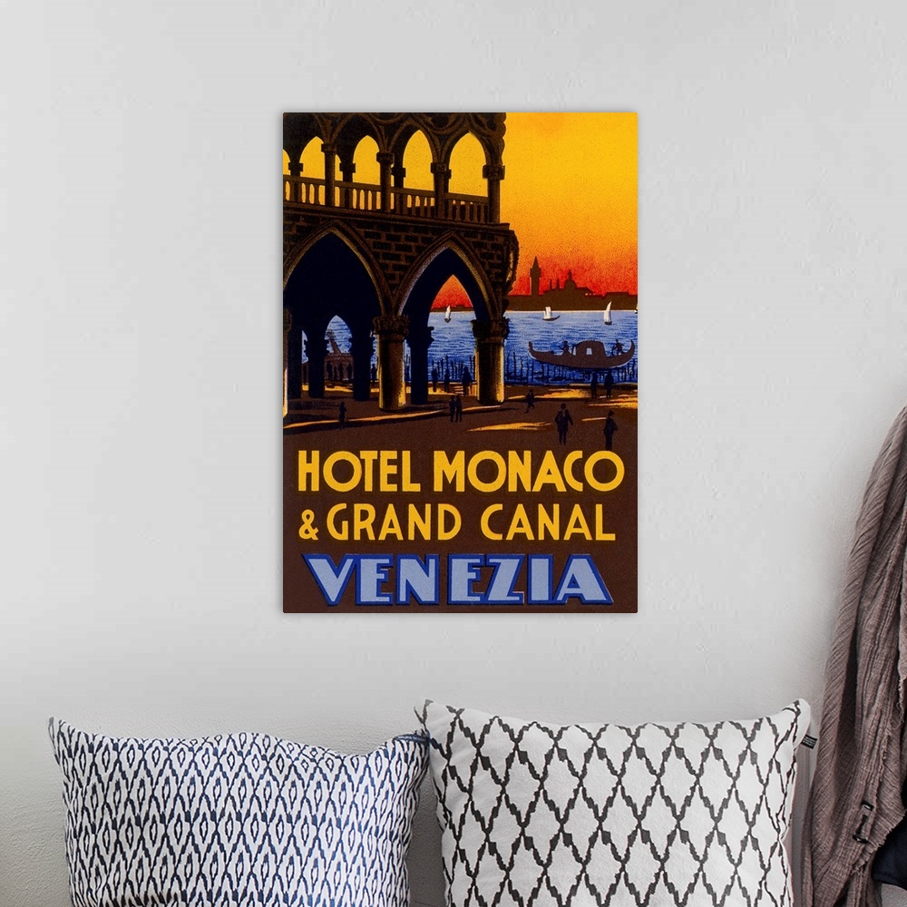 A bohemian room featuring Hotel Monaco and Grand Canal, Venezia, Italy, Travel Poster