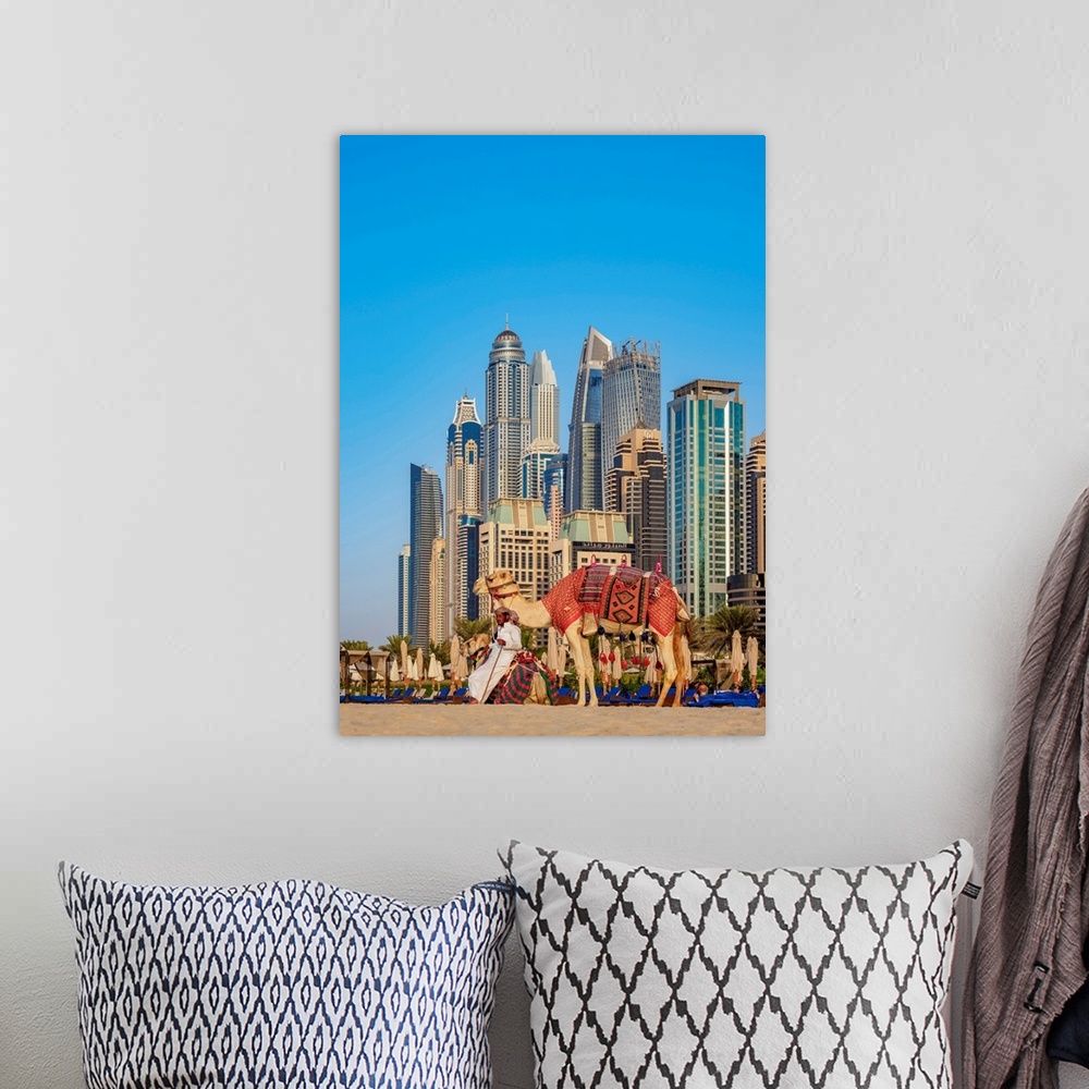 A bohemian room featuring Camel Ride On The Dubai Marina JBR Beach, Dubai, United Arab Emirates