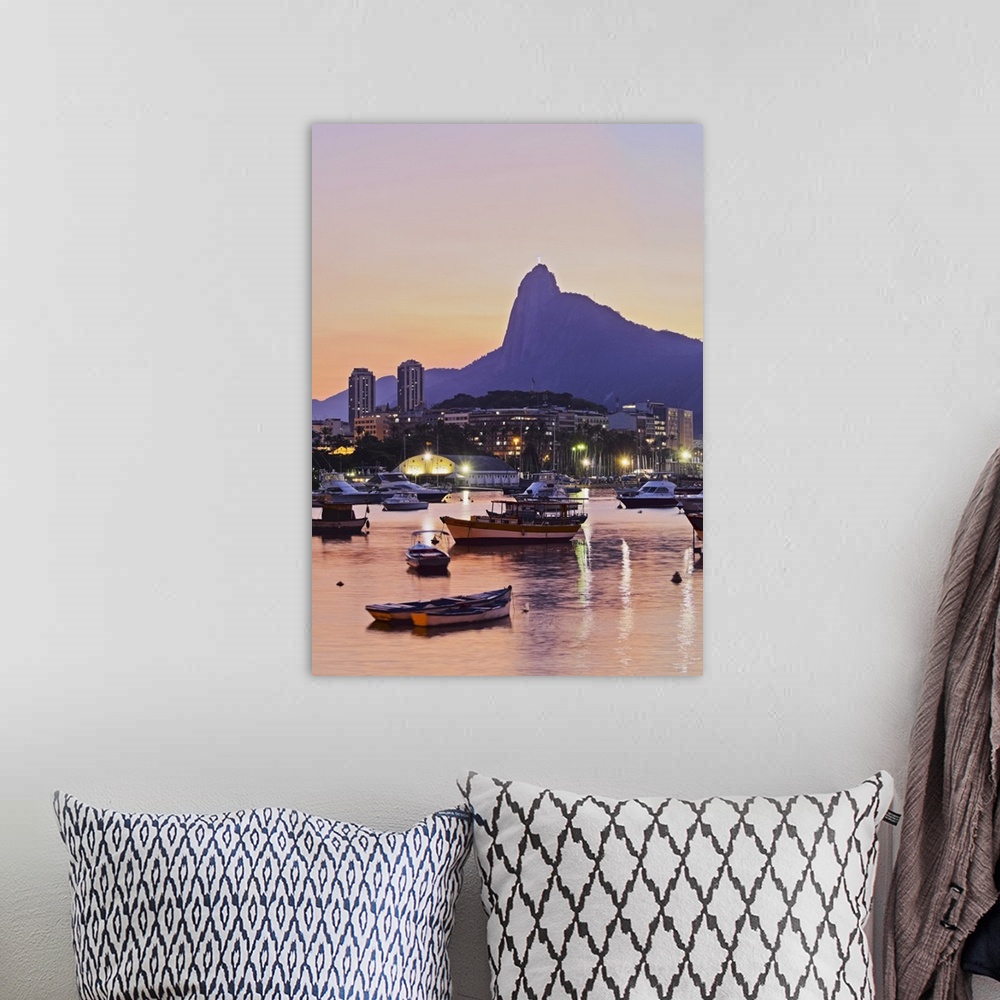 A bohemian room featuring Brazil, City of Rio de Janeiro, Sunset over Botafogo Bay and Corcovado Mountain viewed from Urca.