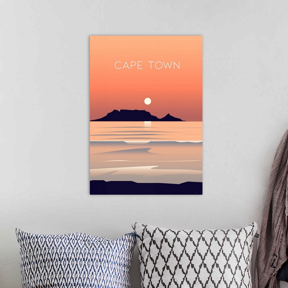 A bohemian room featuring South Africa Travel Poster