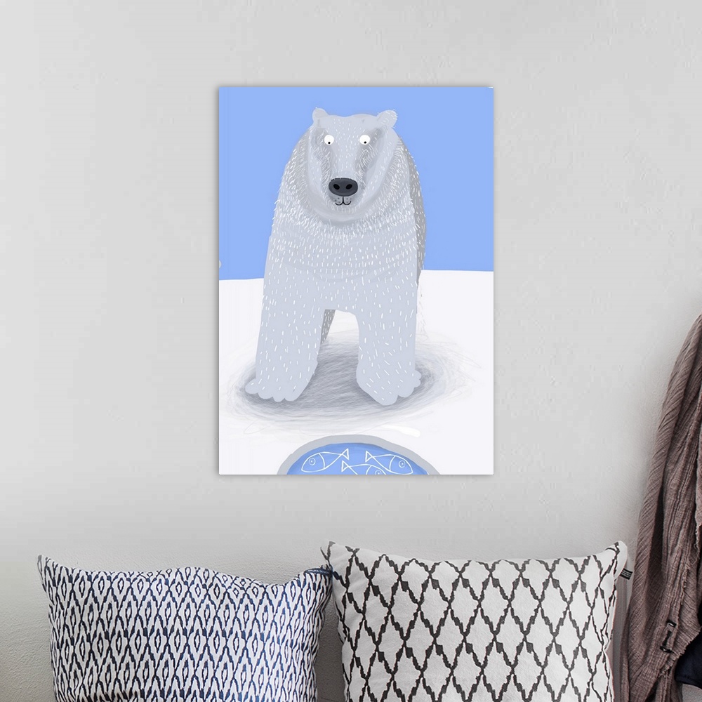 A bohemian room featuring Polar Bear illustration by Carla Daly.