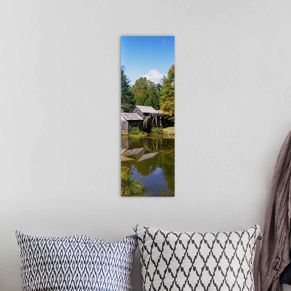 A bohemian room featuring Watermill near a pond, Mabry Mill, Blue Ridge Parkway, Floyd County, Virginia, USA