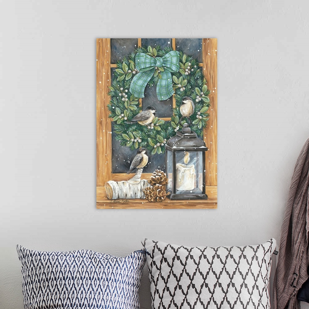 A bohemian room featuring Winter Wreath