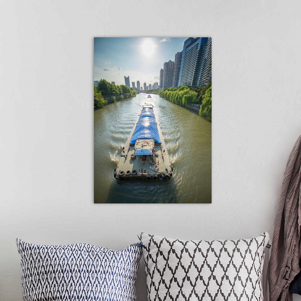 A bohemian room featuring Ships on Grand Canal, Hangzhou, Zhejiang, China