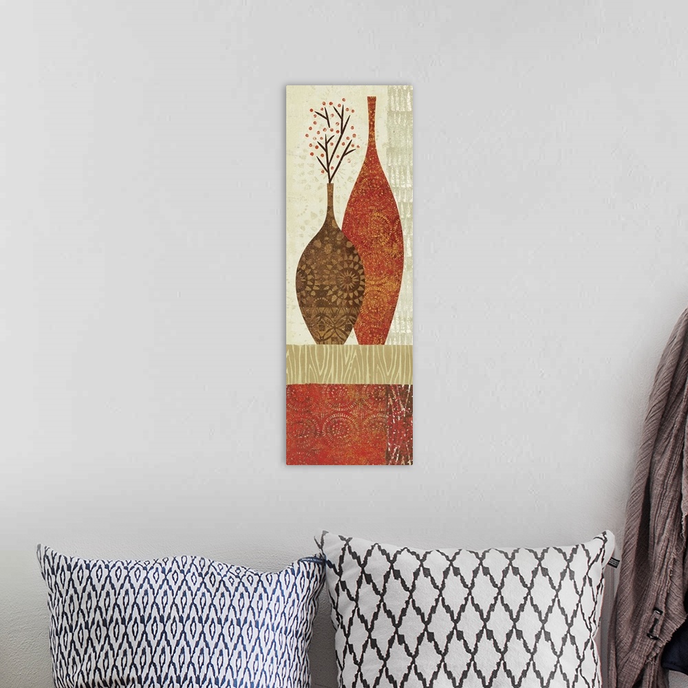 A bohemian room featuring Spice Stripe Vessels Panel IV