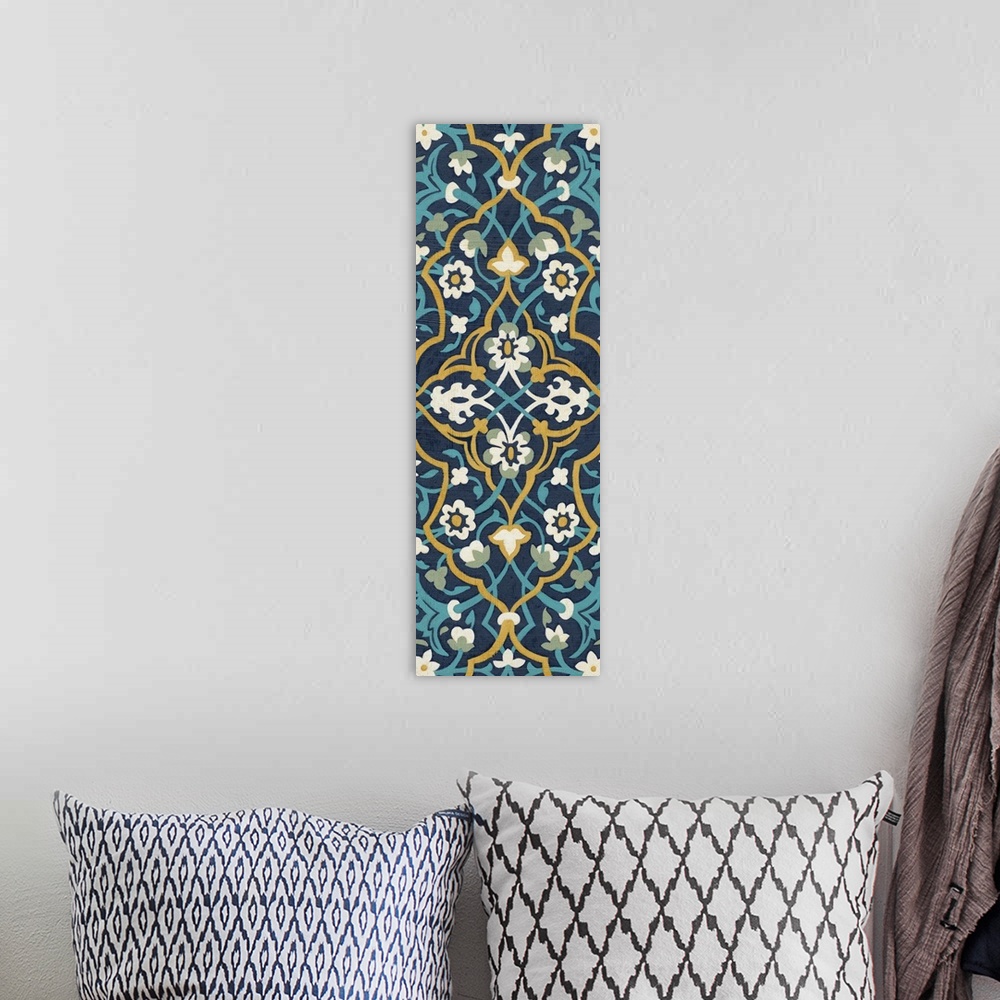 A bohemian room featuring Cobalt Tapestry I
