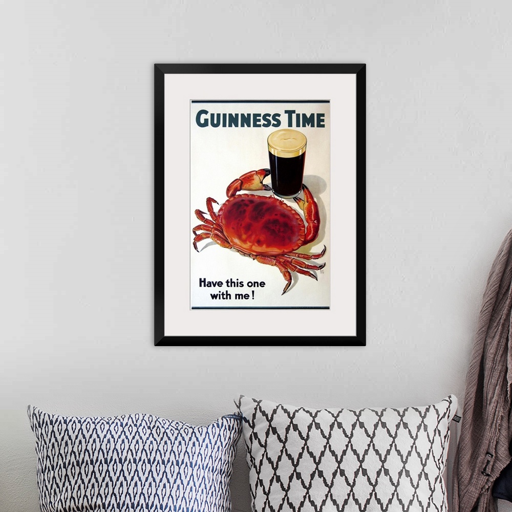 A bohemian room featuring Vintage advertisement for Guinness beer.