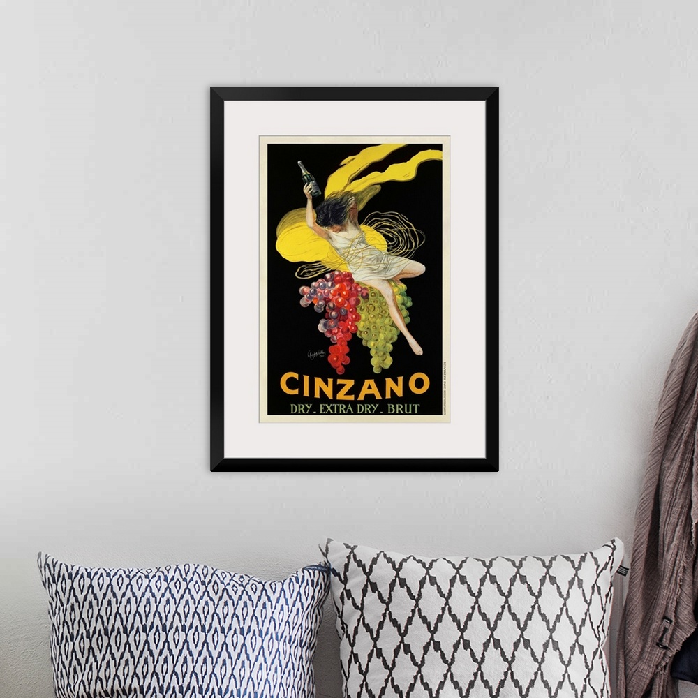 A bohemian room featuring Vintage advertisement of Cinzano (1920) by Leonetto Cappiello.