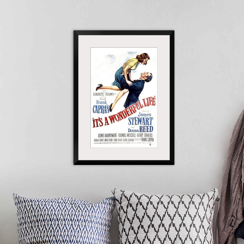 A bohemian room featuring It's a Wonderful Life - Vintage Movie Poster