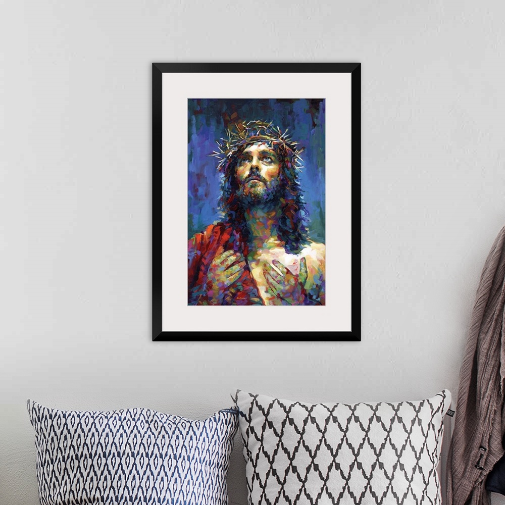 A bohemian room featuring Jesus Christ