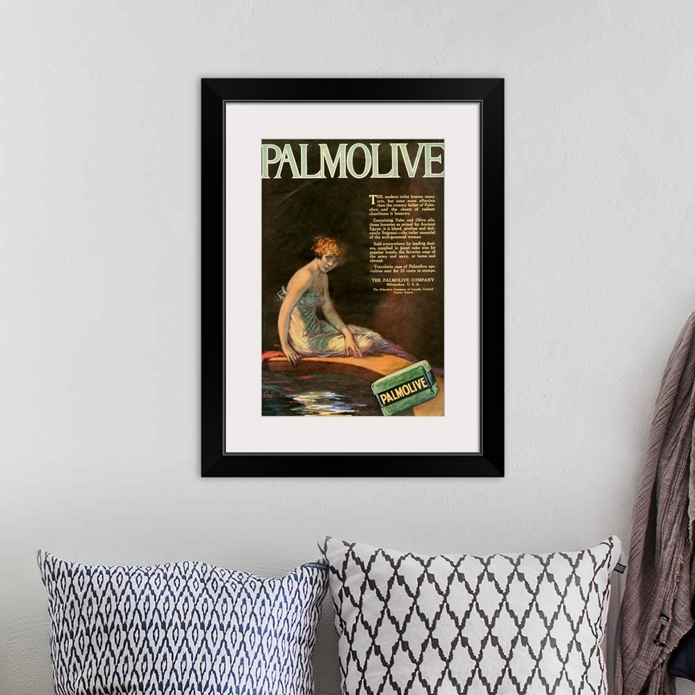 A bohemian room featuring 1910's USA Palmolive Magazine Advert