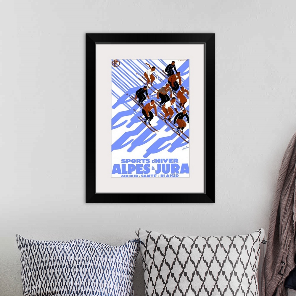 A bohemian room featuring Alpes & Jura, Sports d'Hiver, Vintage Poster, by Eric De Coulon