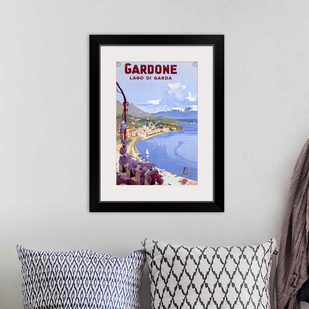 A bohemian room featuring Gardone, Lago Di Garda, Vintage Poster