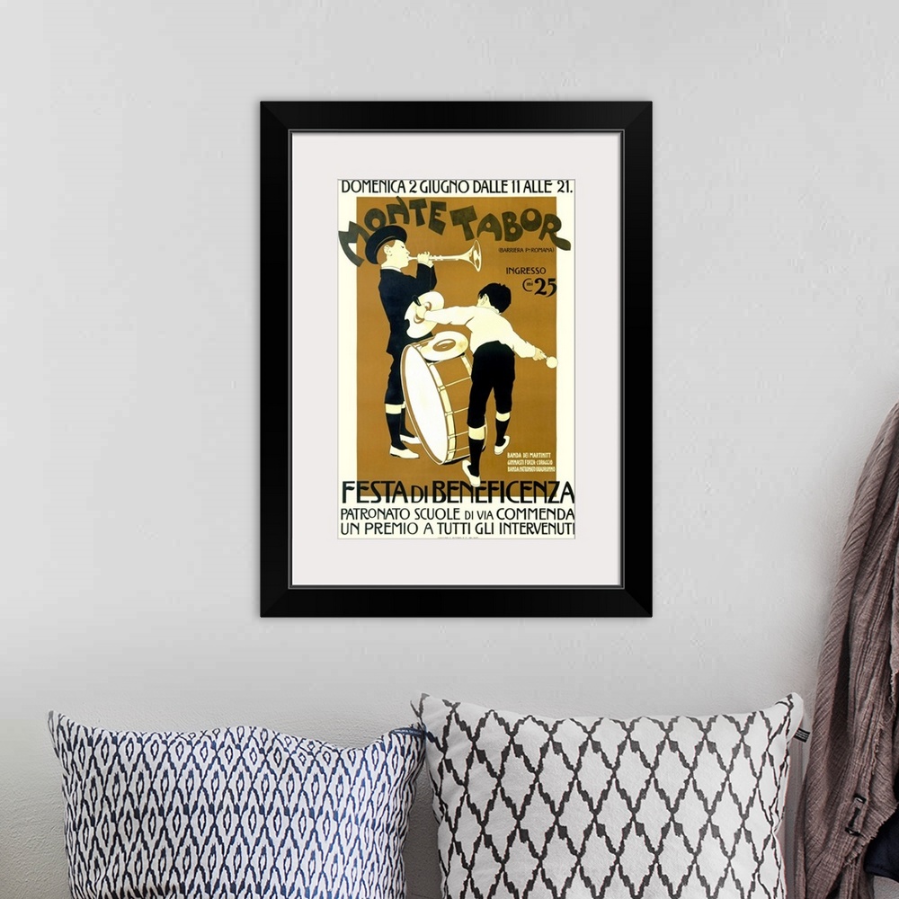 A bohemian room featuring Monte Tabor Bennefit Festa, Vintage Poster