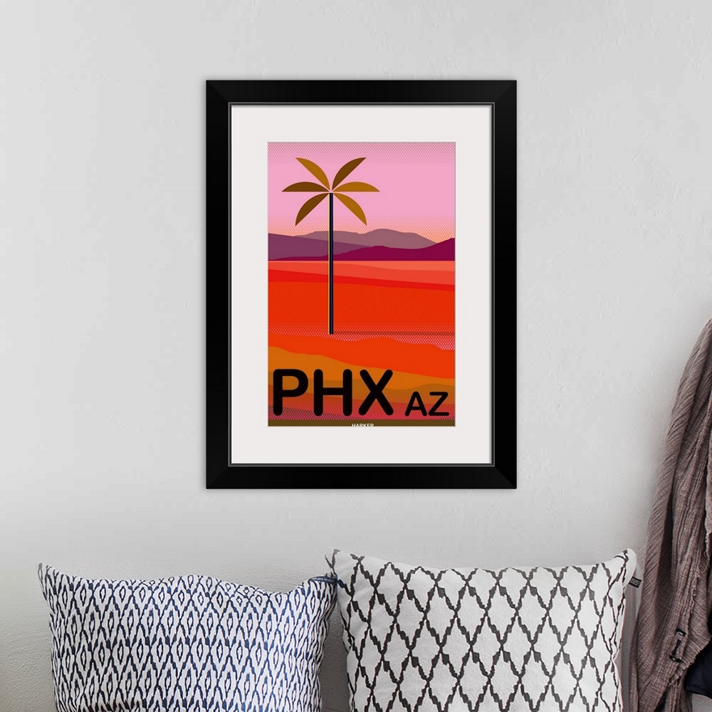 A bohemian room featuring Phoenix Travel Poster