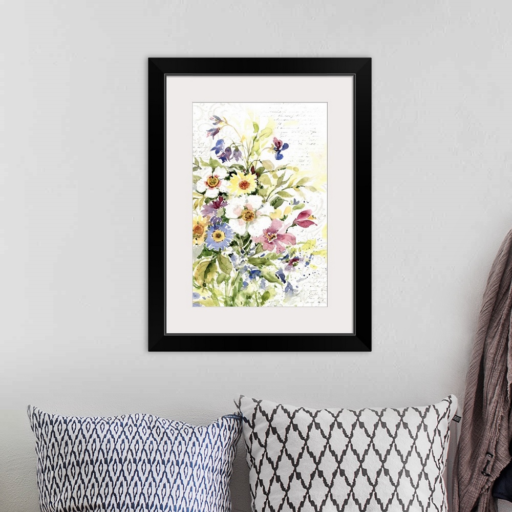 A bohemian room featuring A loosely exquisite watercolor captures the beauty of nature