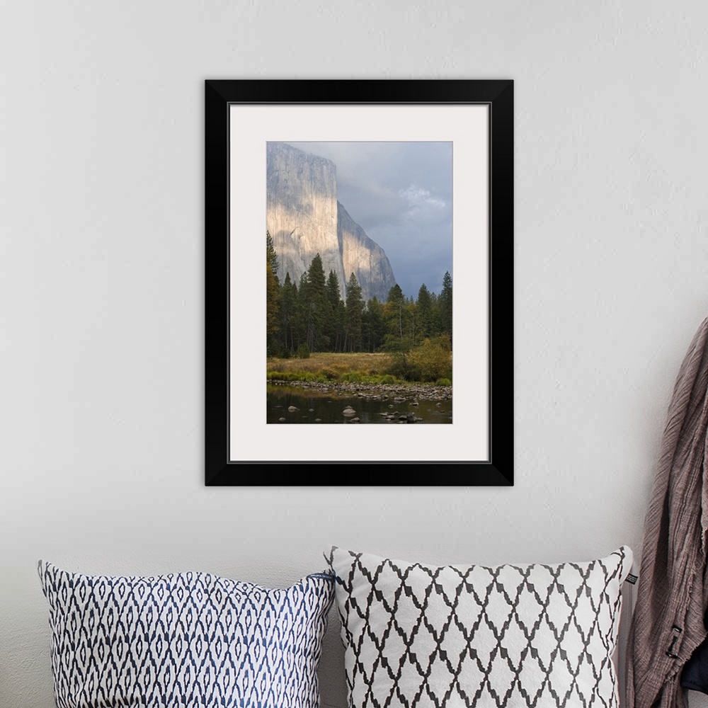 A bohemian room featuring Storm Clouds surround El Capitan, Yosemite National Park, California.