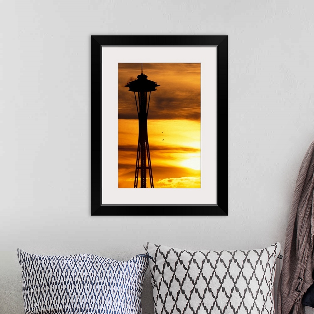 A bohemian room featuring Washington, Seattle, Space Needle at sunset.