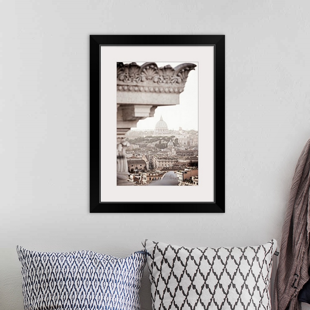 A bohemian room featuring Italy, Rome, St Peter's Basilica, Panoramic view of Rome with San Pietro (Saint Peter) dome.