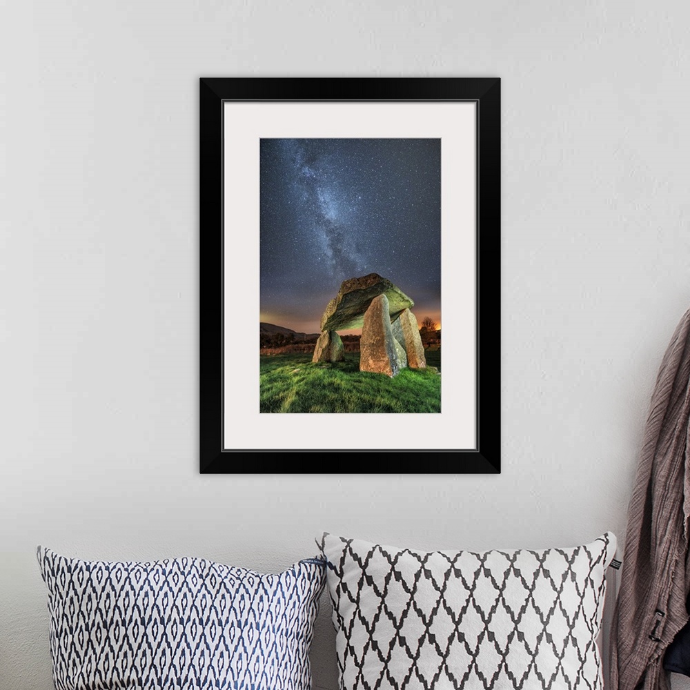 A bohemian room featuring UK, Northern Ireland, Great Britain, Ballykeel Dolmen at night with the milky way visible in the ...