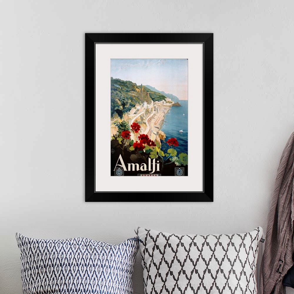 A bohemian room featuring Amalfi Poster By Mario Borgoni