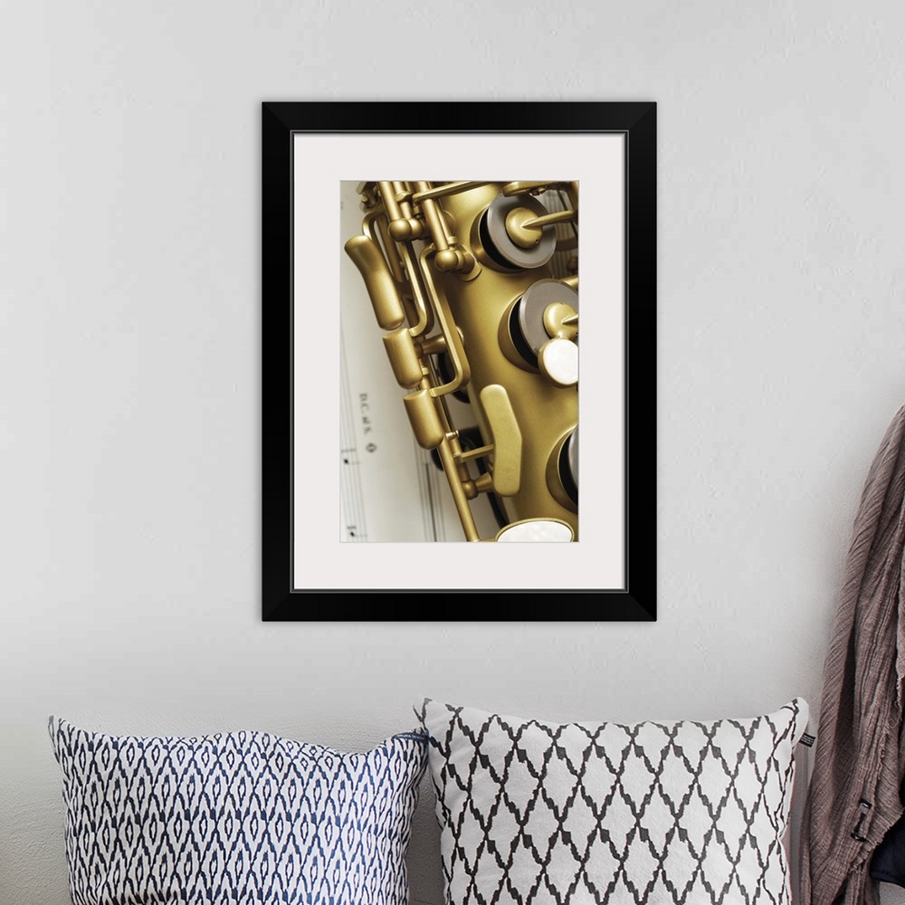 A bohemian room featuring Close-up of saxophone