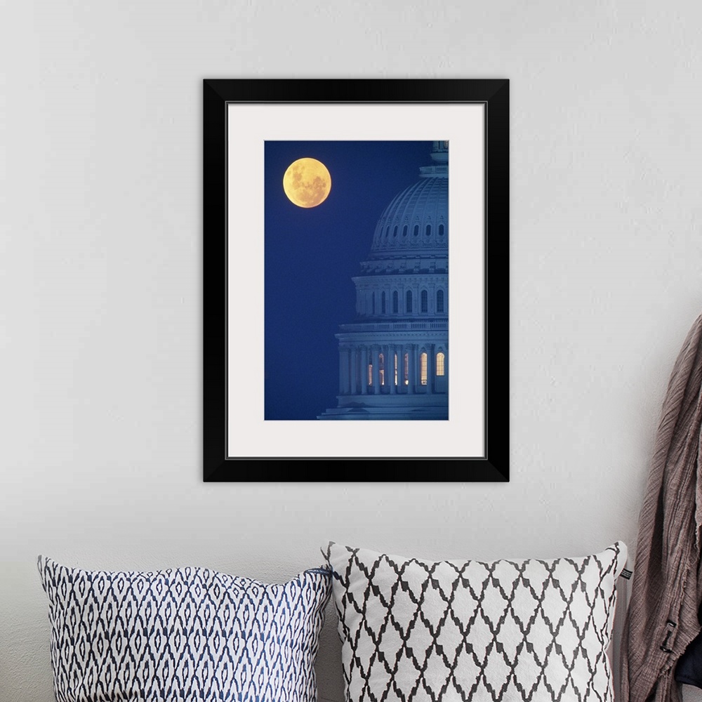 A bohemian room featuring Dome of Capitol Building with full moon