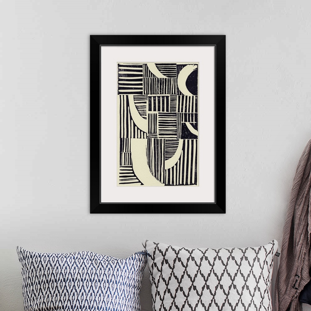 A bohemian room featuring Abstract Linocut B