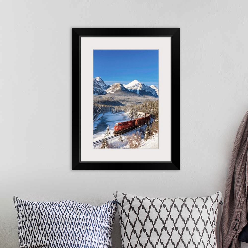 A bohemian room featuring Canadian Pacific Train In Winter, Morant's Curve, Banff National Park, Alberta, Canada