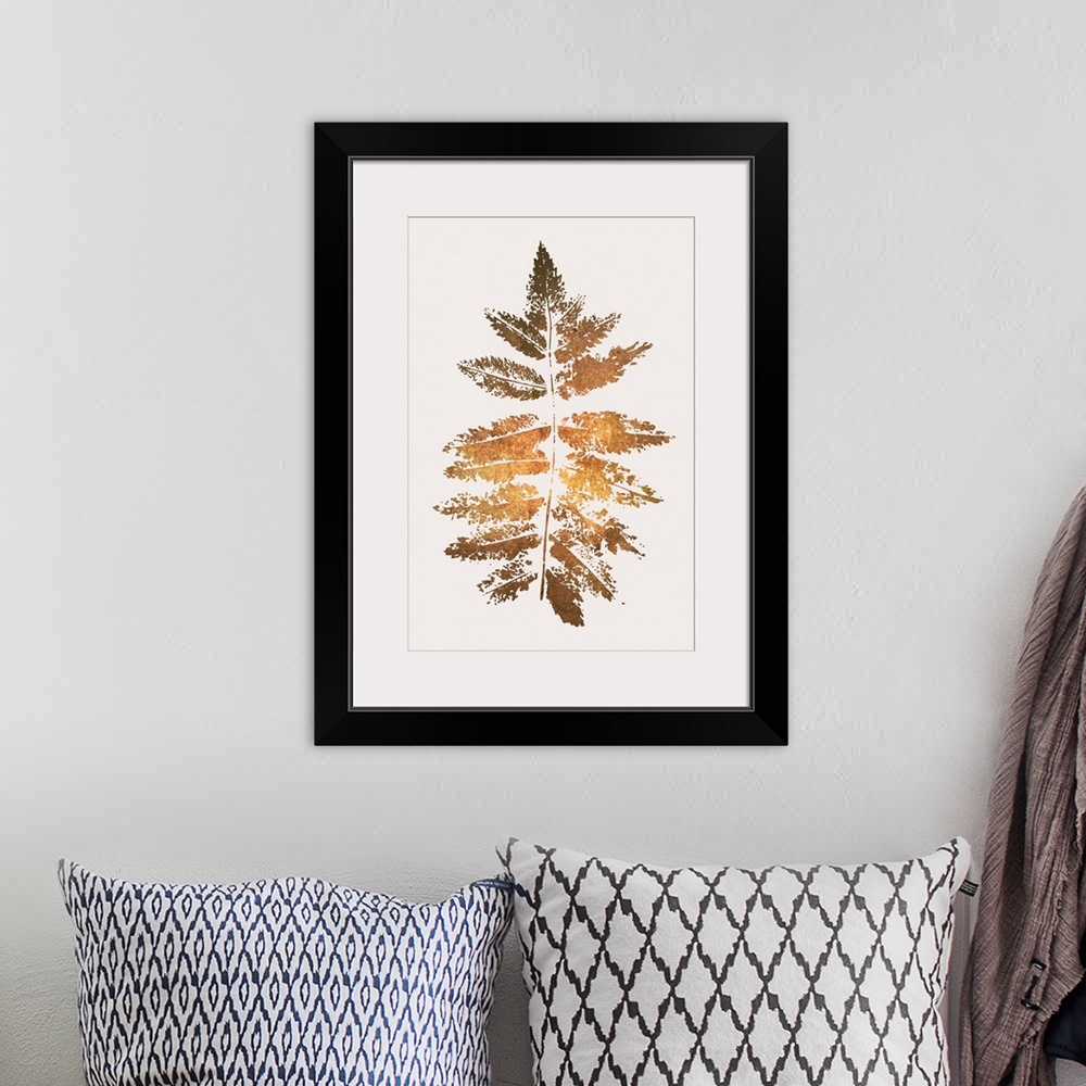 A bohemian room featuring Oak Leaf Print - Gold