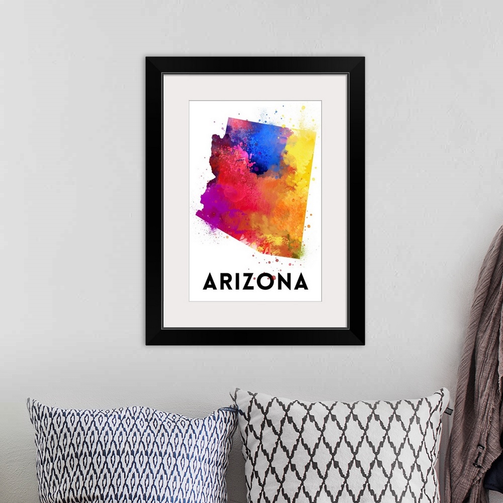 A bohemian room featuring Arizona - State Abstract Watercolor