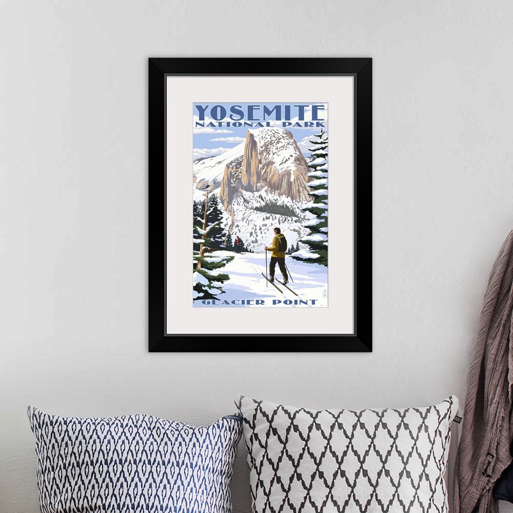 A bohemian room featuring Glacier Point and Half Dome - Yosemite National Park, California: Retro Travel Poster
