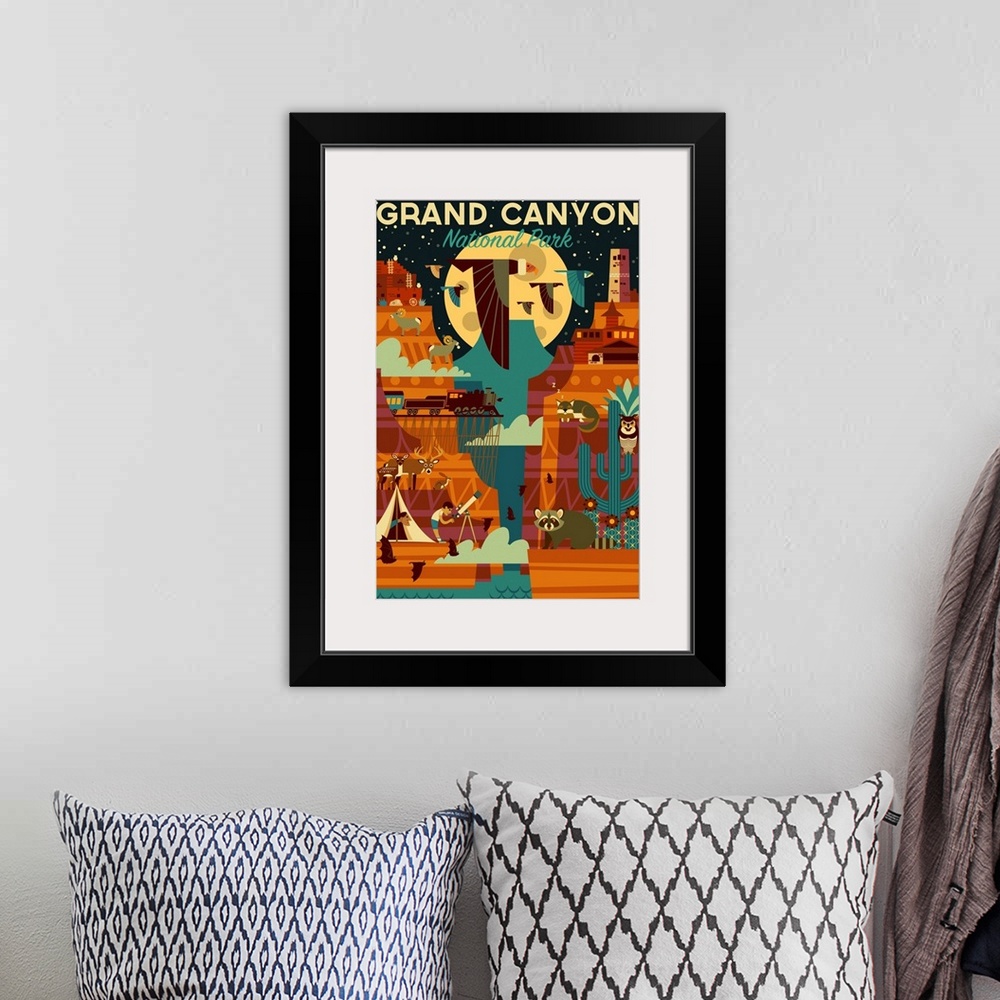 A bohemian room featuring Grand Canyon National Park, Adventure: Graphic Travel Poster