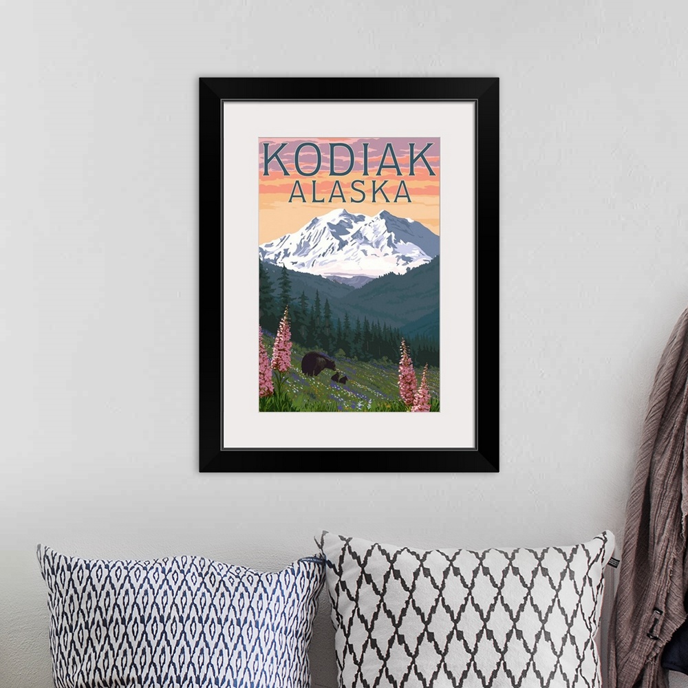 A bohemian room featuring Kodiak, Alaska - Bears & Spring Flowers