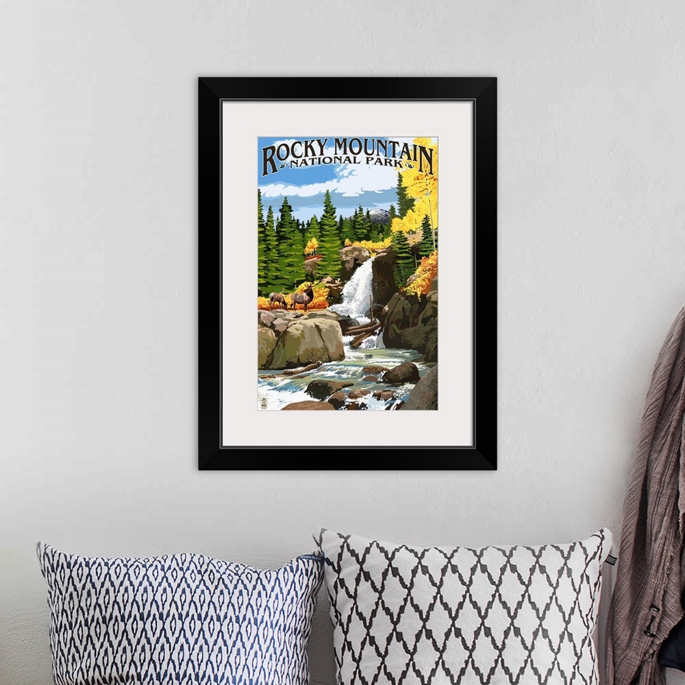A bohemian room featuring Rocky Mountain National Park, Colorado, Elk and Waterfall