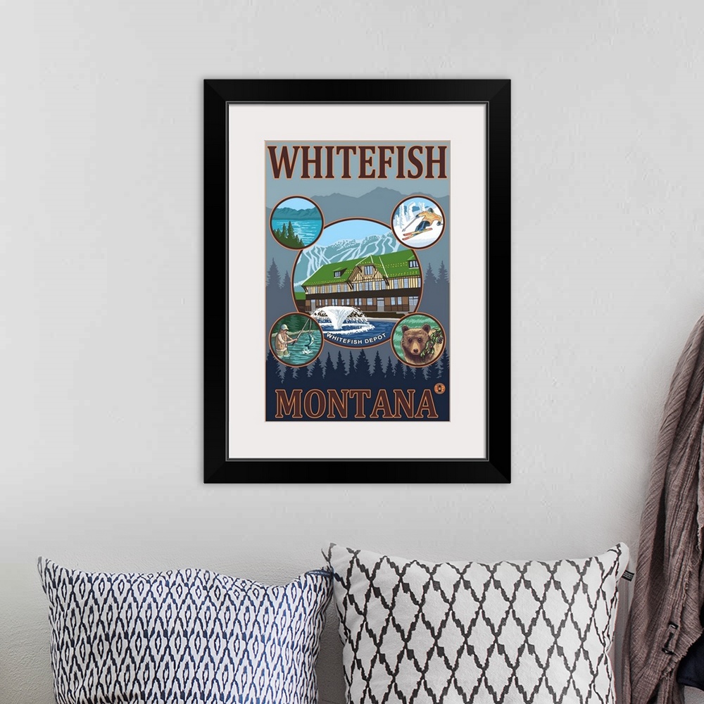 A bohemian room featuring Whitefish, Montana: Retro Travel Poster