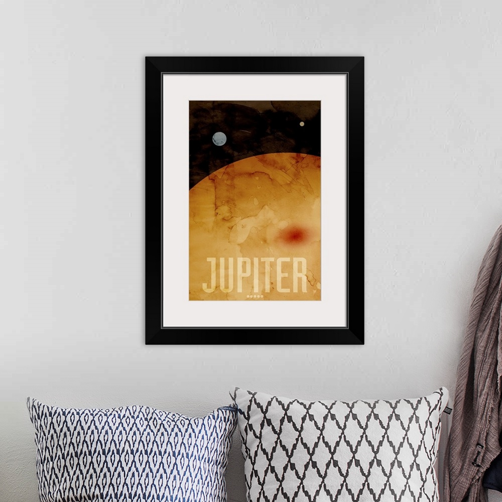 A bohemian room featuring The Planet Jupiter, number 5 in a set of 9 prints featuring the planets of our Solar System. Jupi...