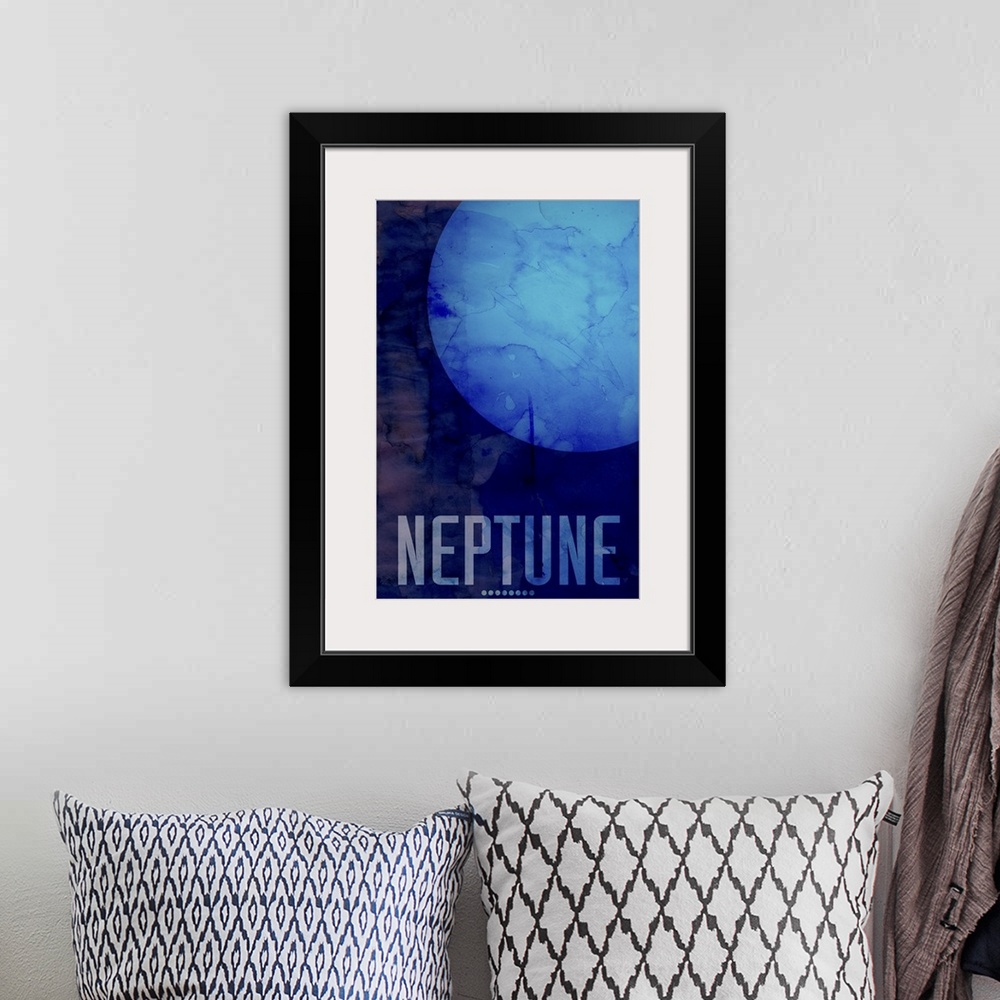 A bohemian room featuring The Planet Neptune, number 8 in a set of 9 prints featuring the planets of our Solar System. Nept...