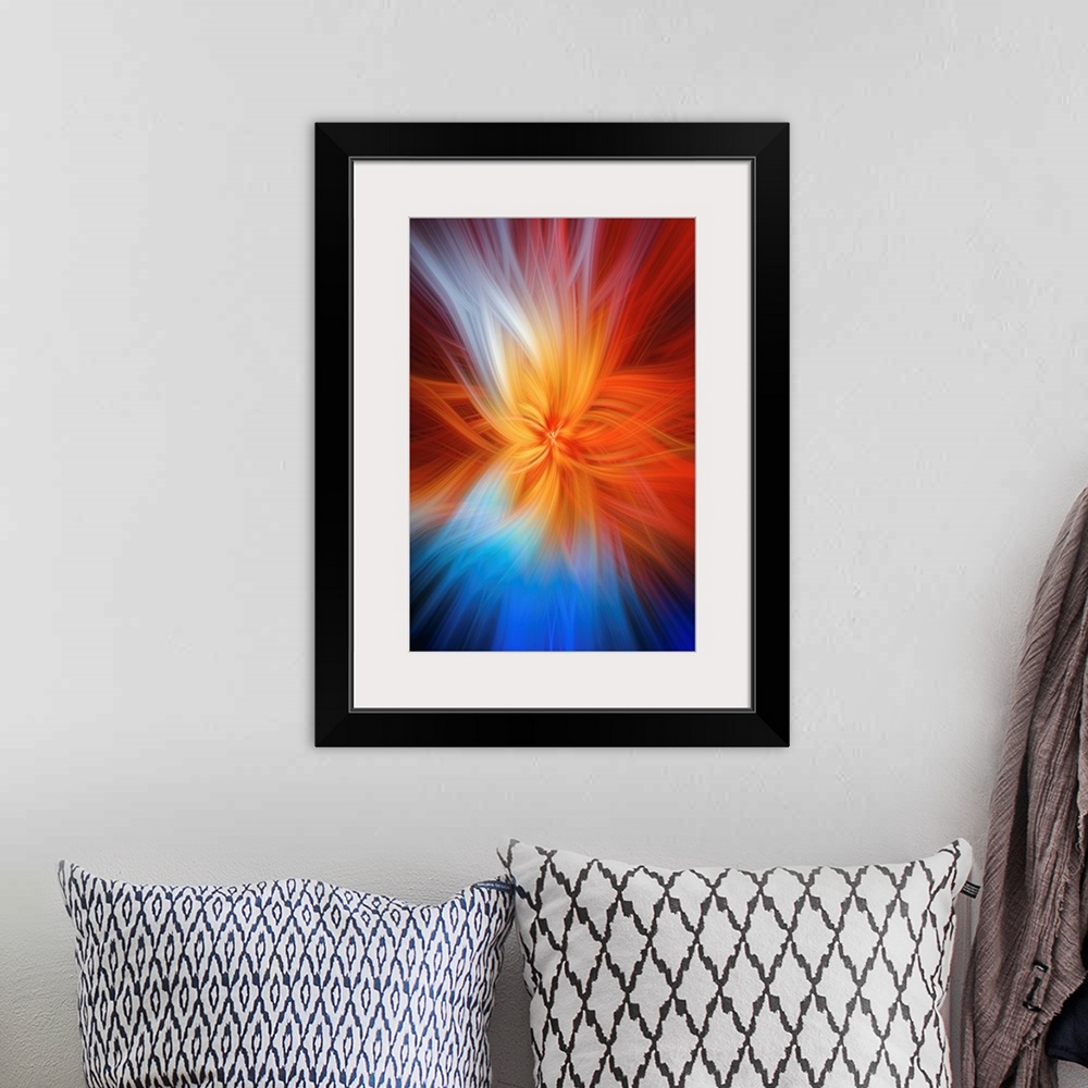 A bohemian room featuring Abstract Photography created using photographic manipulation