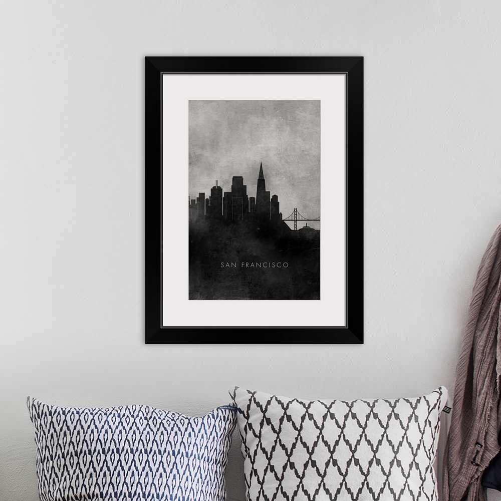 A bohemian room featuring Skyline silhouette of San Francisco