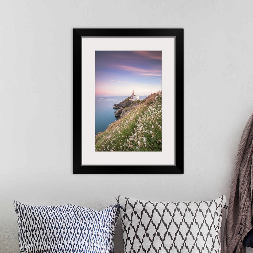 A bohemian room featuring Wild flowers with Baily Lighthouse in the background, Howth, County Dublin, Republic of Ireland, ...