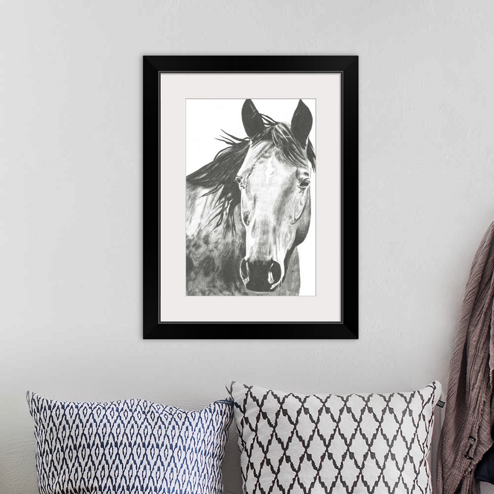 A bohemian room featuring Wildlife Snapshot: Horse I