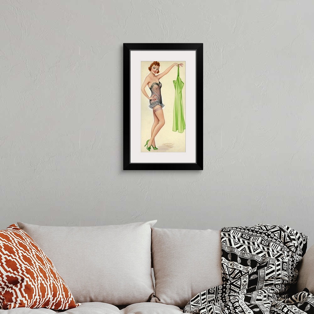 A bohemian room featuring 1940s UK Pin-Ups Poster