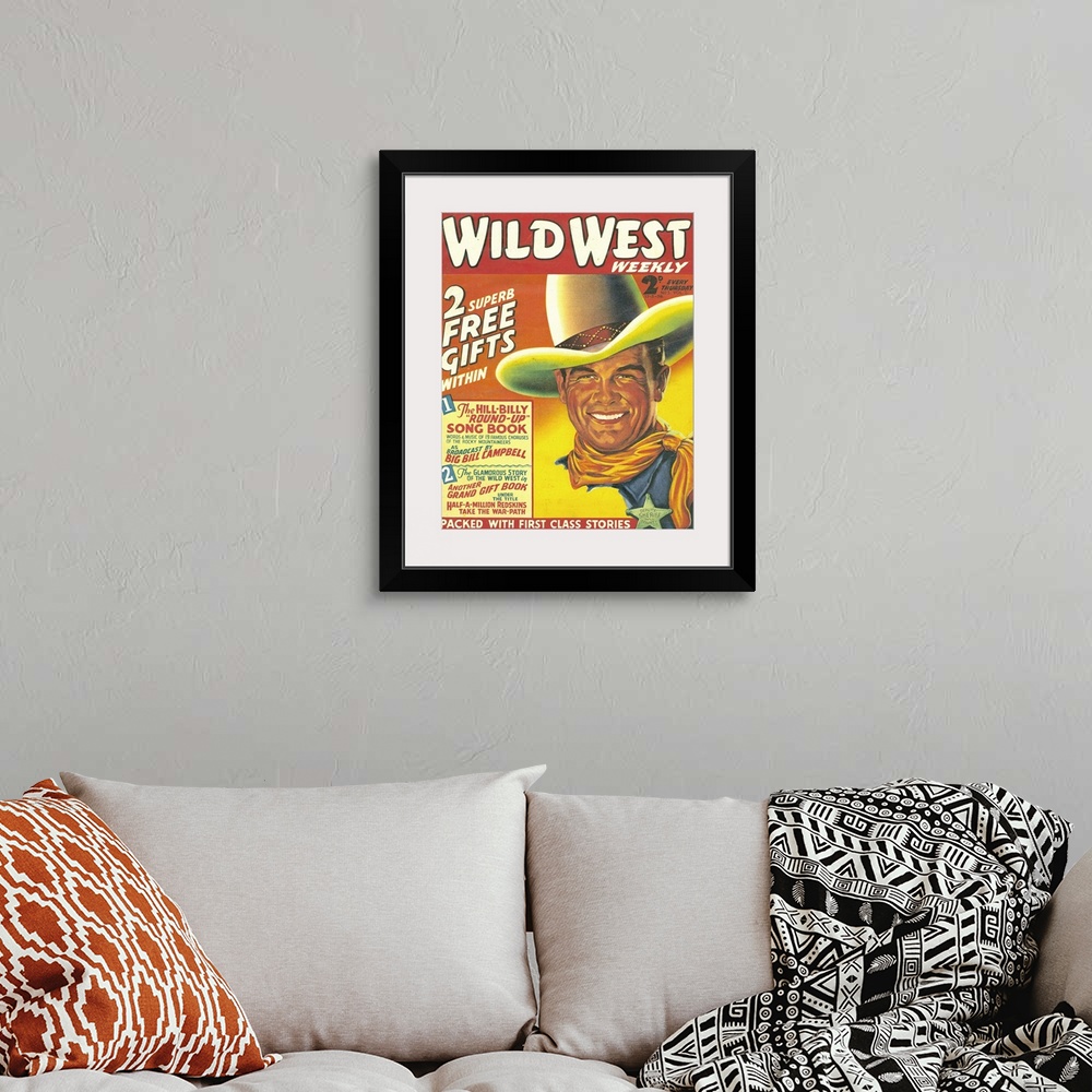 A bohemian room featuring Wild West.1938.1930s.USA.cowboys westerns pulp fiction first issue magazines...
