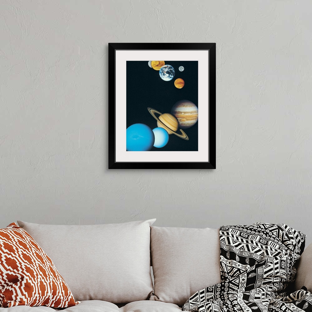 A bohemian room featuring The Planets, excluding Pluto
