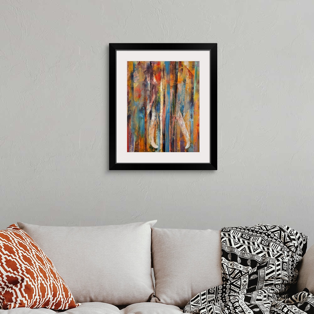 A bohemian room featuring Elephant - Abstract Art
