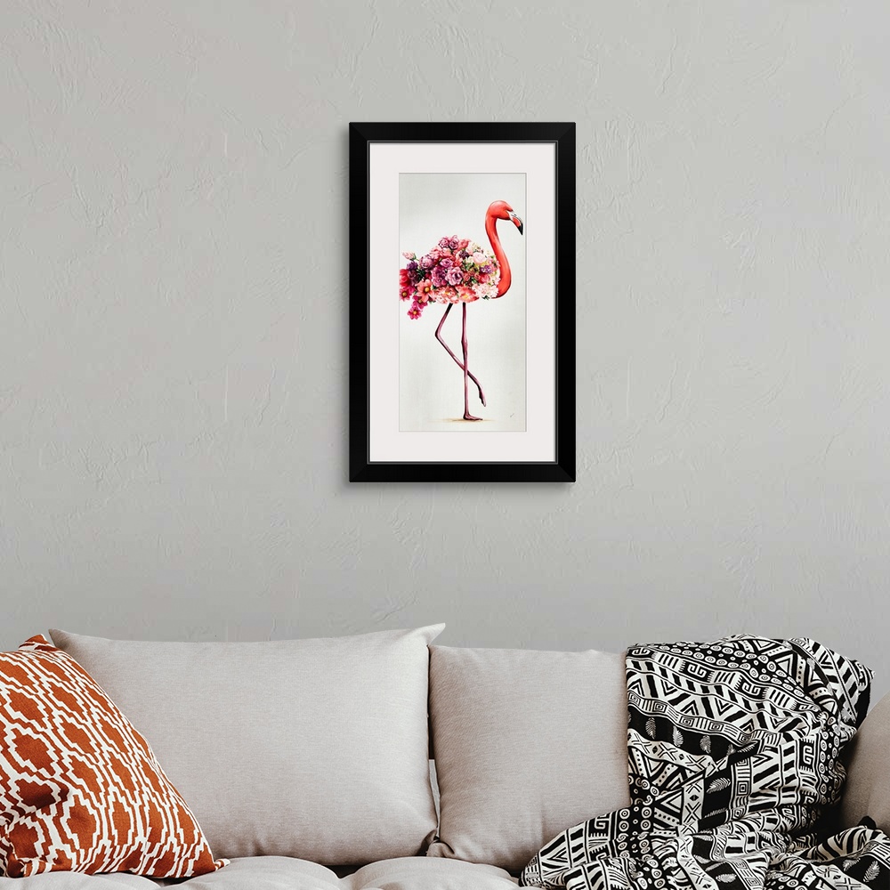 A bohemian room featuring Flowering Flamingos I