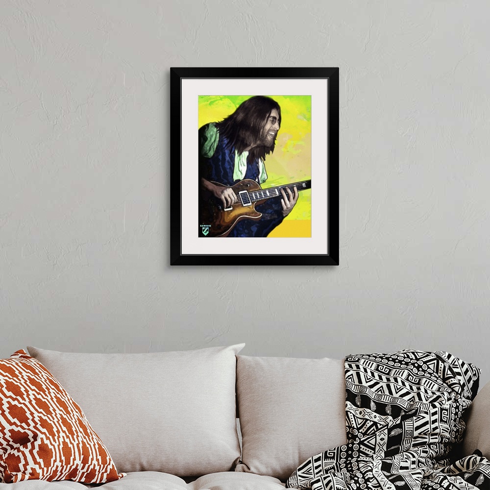 A bohemian room featuring John Lennon Watercolored Yellow