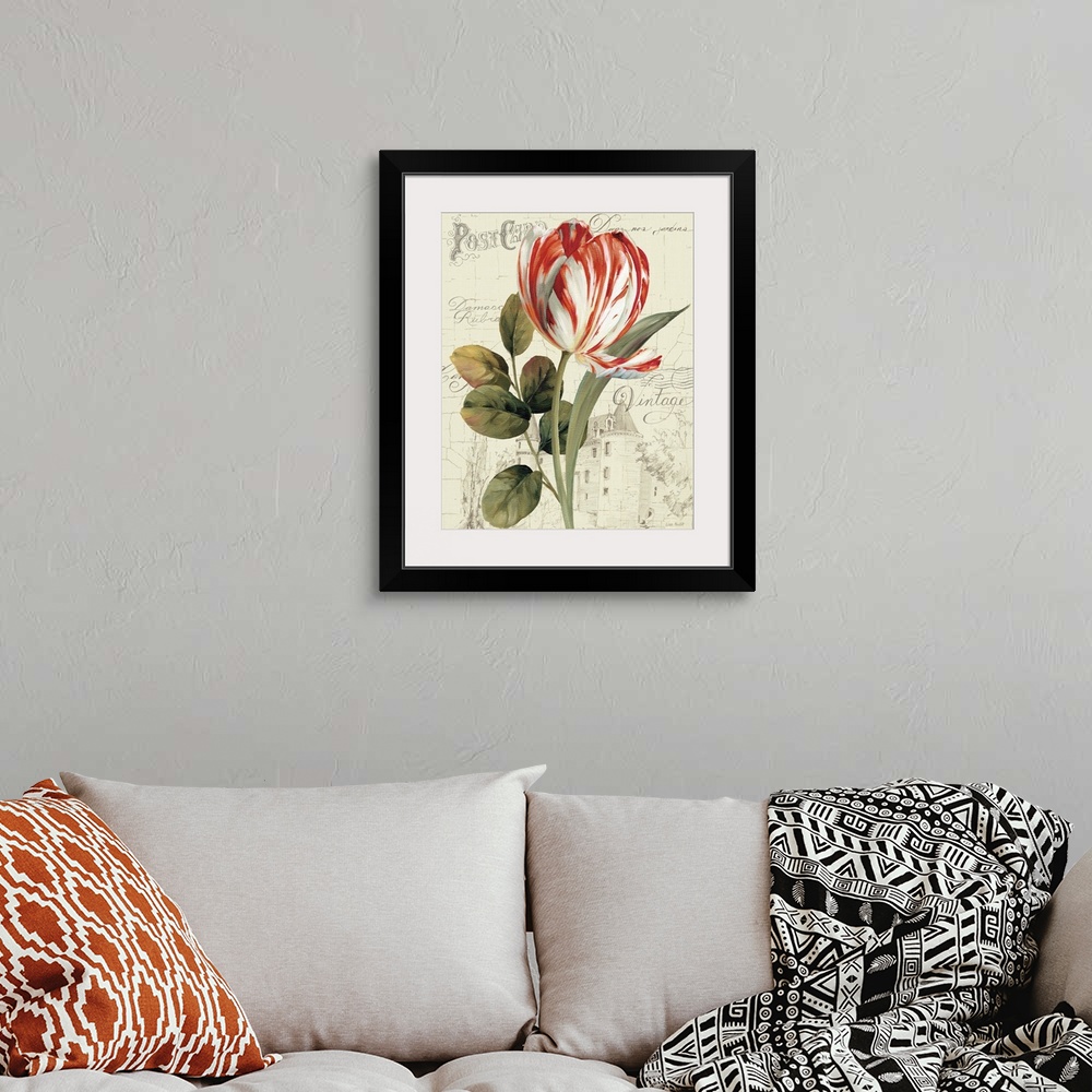 A bohemian room featuring Garden View II Red Tulip
