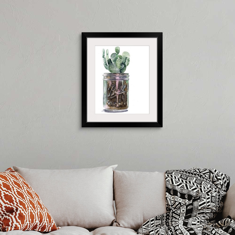 A bohemian room featuring Cactus Mason Jar II